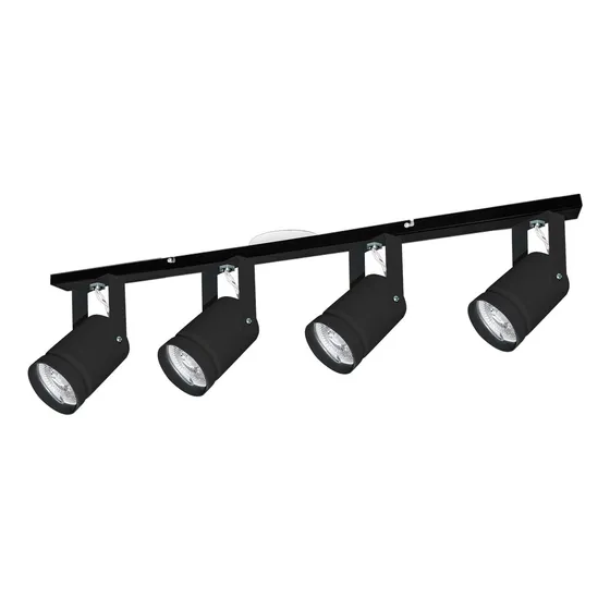 Lampara Spot Cabezal Movil Techo Riel 4 Luces Apto Led Gu10 Color Negro