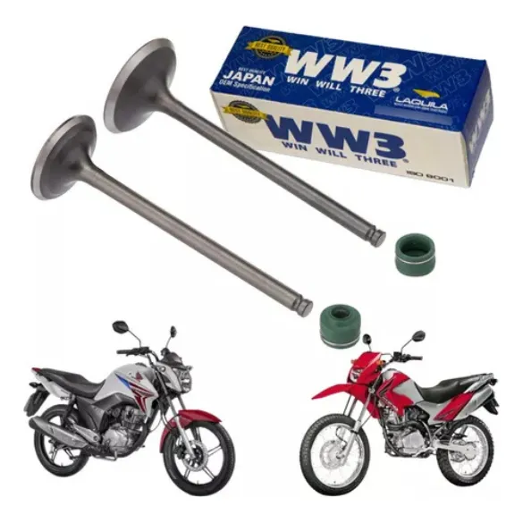 Kit Valvula Admissão Escape Cg 150 Com Retentor Verde/marrom