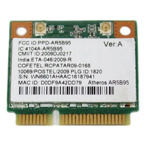 Placa De Red Atheros Ar-5b95 Wifi 300mb/s Mini Pci Express