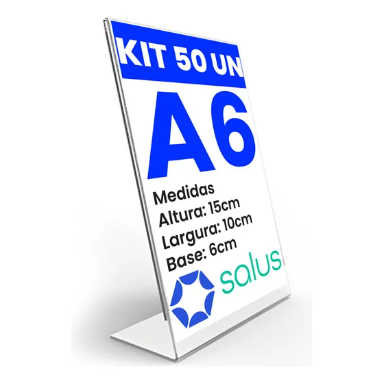 Kit 50 Unidades Display A6 Expositor Acrílico Para Mesa Pix