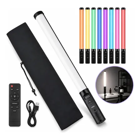 Bastão Rgb Led Luz Usb Controle Fotografia Profissional Nfe Bivolt Preto Rgb