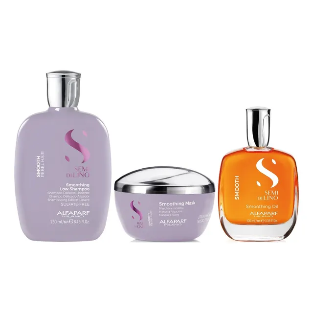 Shampoo Anti Frizz 250ml+ Mascarilla+ Aceite Alfaparf Smooth