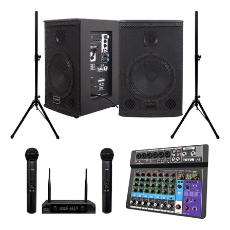 Kit Ativa Passiva Saga 8 Pedestal Mesa 8 Canais Microfones