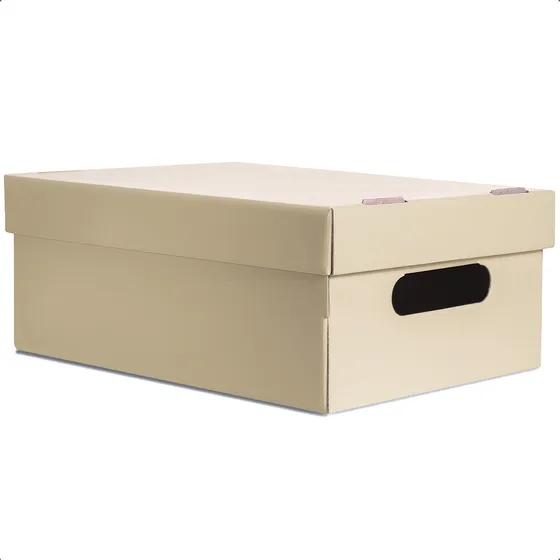 Caja Chica Organizadora De Cartón Barnizada Color Beige