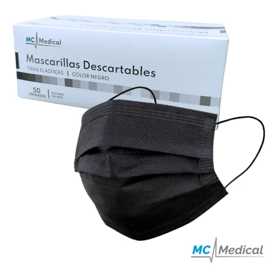 Mascarilla Tapabocas Descartable Negro De 3 Capas Lote
