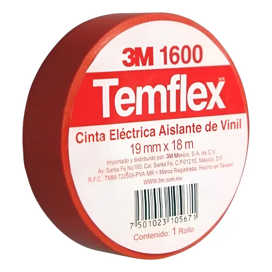 Teipe Electrico Temflex 165 Rojo 3m
