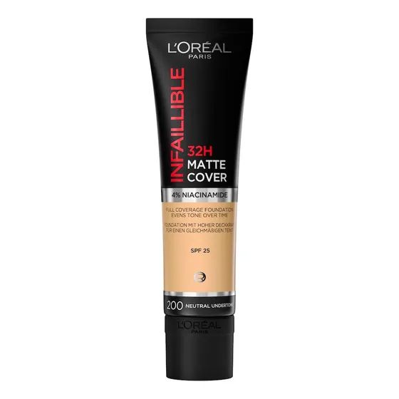 Base Maquillaje L'oréal Paris Infaillible Matte Cover 30ml Tono 200 Neutral Undertone