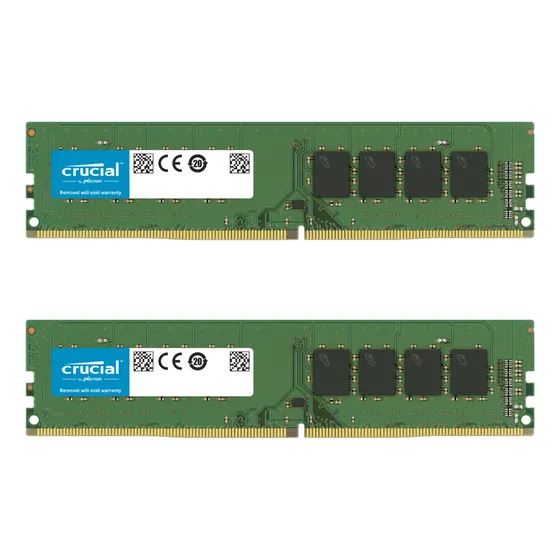 Memória RAM Ddr4 Crucial 2xcb8gu2666 de 16 GB, 2 módulos de 8 GB, 2666 Mhz, 288 pinos, Xmp, não ECC, cor verde