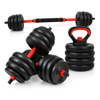 Kit Halteres Barra E Anilhas Musculação Ajustáveis 15kg