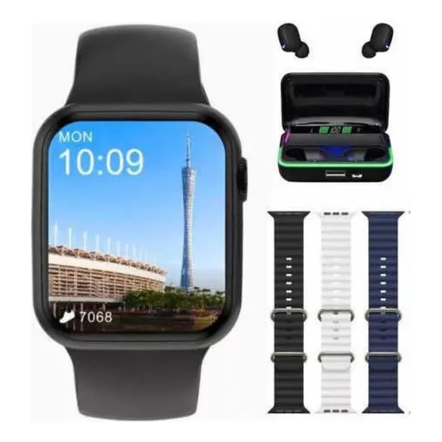 Relógio Smartwatch 9 Prova D'agua + 3 Pulseiras Fone Oferta