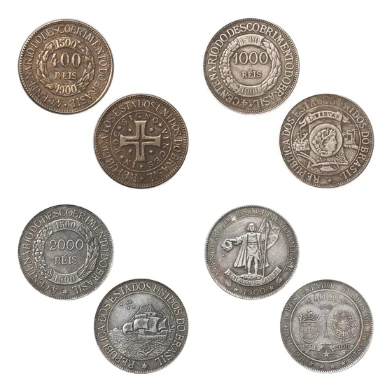 4 Moedas: 4 Mil, 2 Mil, 1 Mil E 400 Reis 1900 - Cópia
