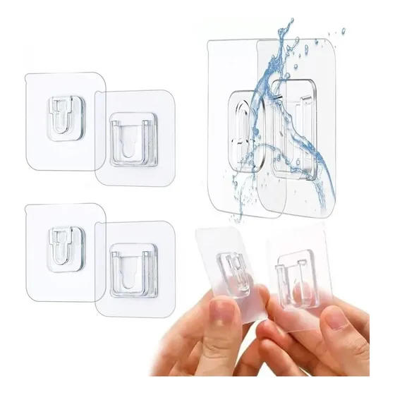 Setx2 Soporte Doble Adhesivo De Pared Multiuso Gancho Para Color Clear
