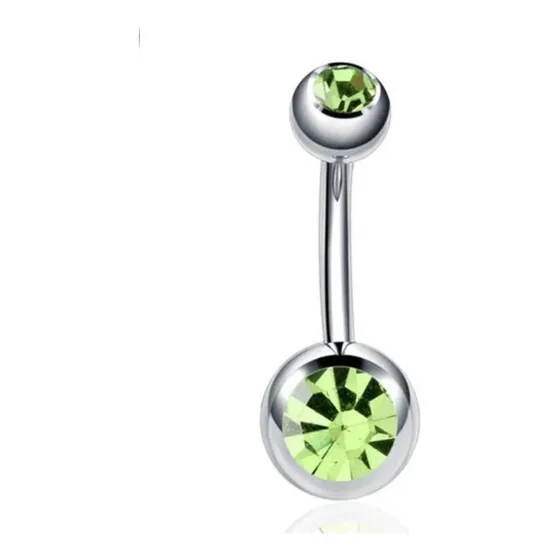 Piercing Ombligo Tb0019 2 Joyas 14gx10x5/8 Verde Cl Titanium