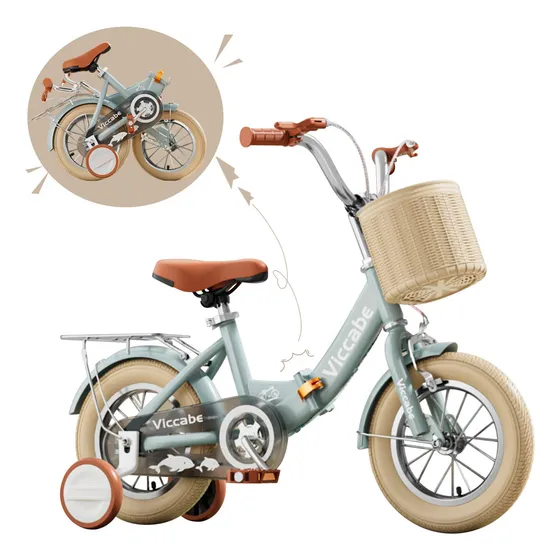 Bicicleta Infantil Plegable Aro 16 Con Rueditas Color Agua Agua 16 "