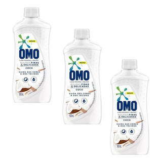 Kit 3 Omo Sabão Líquido Coco Roupas Finas E Delicada 900ml Kit 3 Omo Sabão Líquido Coco Roupas Finas E Delicada 900ml