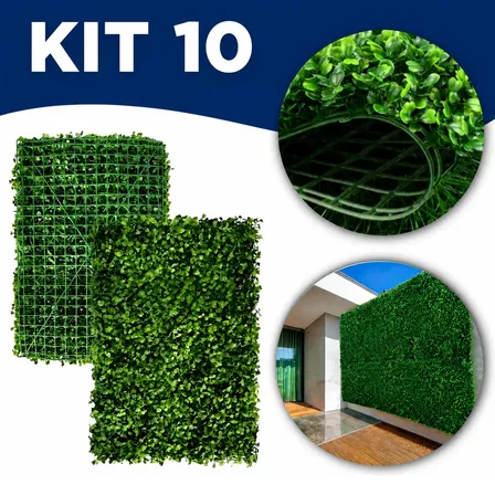 Kit C/10 Jardim Vertical Artificial Placa Buchinho 60x40cm Branco