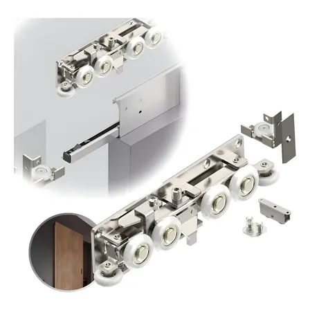 Trilho Oculto Invisível Para Porta De Correr - Kit Completo Prateado