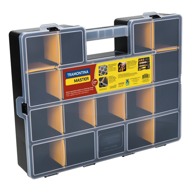 Maleta Plástica Organizadora Master 17'' Com Divisórias Amarelo E Preto Tramontina Maleta Plástica Organizadora Master 17'' Com Divisórias Amarelo E Preto Tramontina
