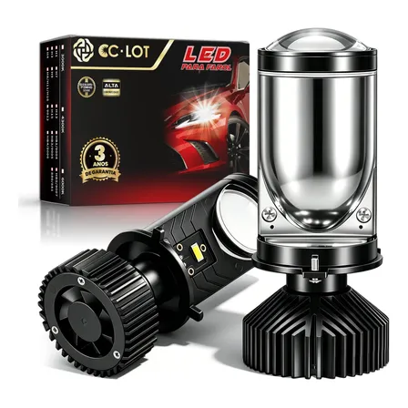 Projetor H4 Cc Lot Lampada Led Carro Moto Farol Alto E Baixo