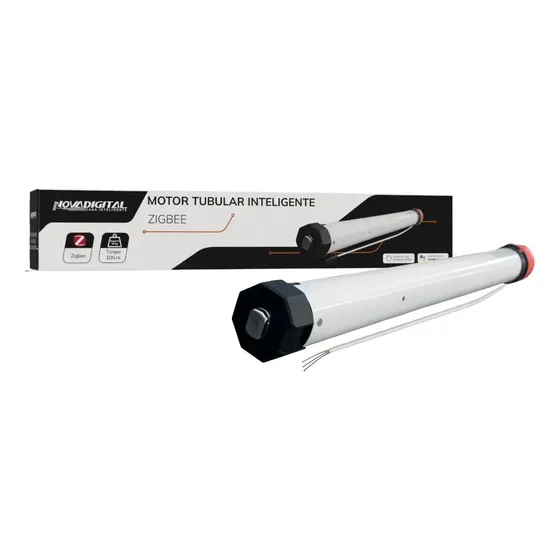 Motor Tubular Inteligente Cortina Persiana NovaDigital ZigBee Até 30kg Controle Remoto Alexa Google