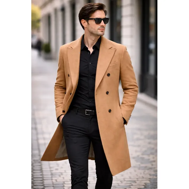 Sobretudo Longo Masculino Bolso Frontal Caimento Perfeito