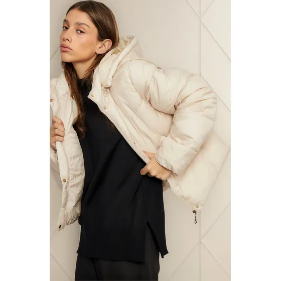 Campera Mujer Inflada Camperon Con Capucha Rollito Nueva