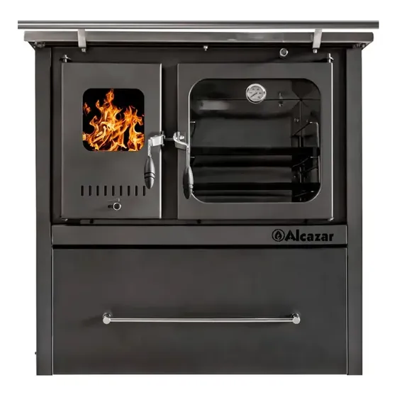 Cocina A Leña Europea M-90 Gris + Kit De Instalación Alcazar