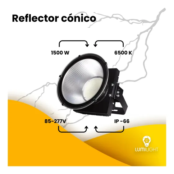 Reflector Led Conico 1500w  Ip66  6500k / 85-277v
