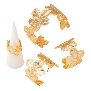 1 Set Joyas Con Pulsera Aretes Y Anillo De Flor Para Mujer 1 Set Joyas Con Pulsera Aretes Y Anillo De Flor Para Mujer