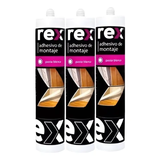 Silicona Adhesivo De Montaje 300 Ml. Blanca Rex (3 Unidades)