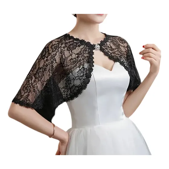 Chal Nupcial Bodas O Eventos, Capa Dama En Encaje Negro