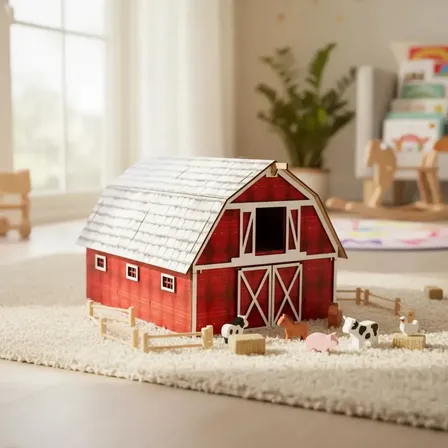 Celeiro Vermelho Brinquedos Minha Fazendinha Mdf Adesivado