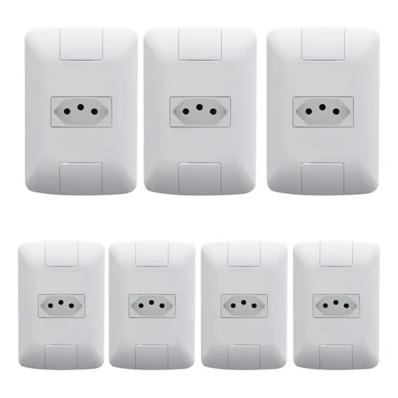 7 Tomada Simples 20a Com Espelho Branco 4x2 - Promoção