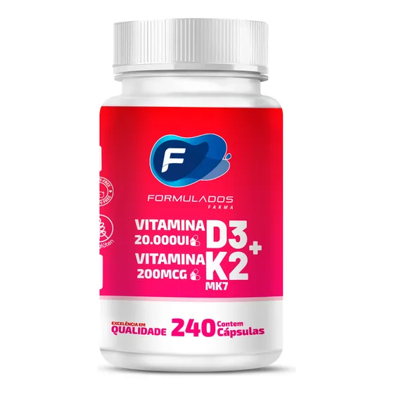 Vitamina D3 20.000ui + Vit K2 200mcg - 240 Cápsulas