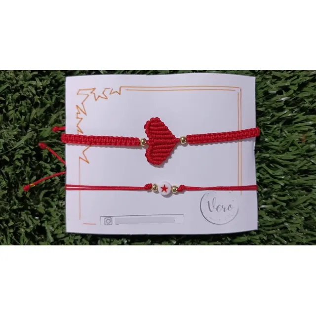 Pulsera Tejido Macramé Corazón 