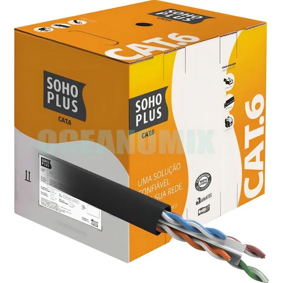 Cabo De Rede Soho Plus Cat6 U/utp 24awg 305m Furukawa Preto