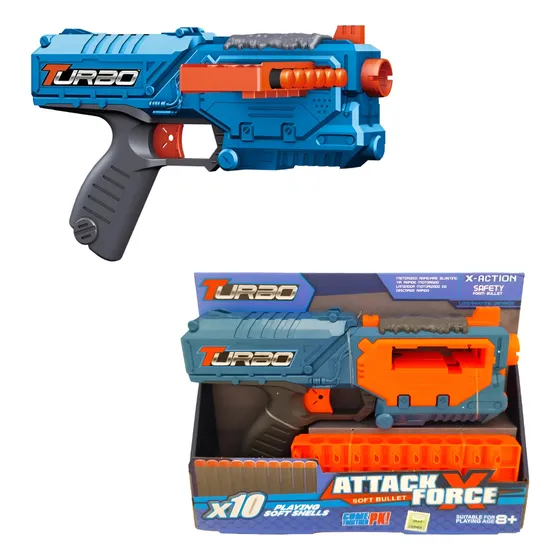 Pistola De Juguete Lanza Dardos Turbo Attack Force 10 Dardos