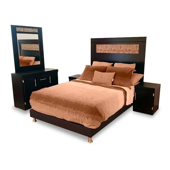 Recamara Minimalista Mod Israel Cabecera Tapizada Tela