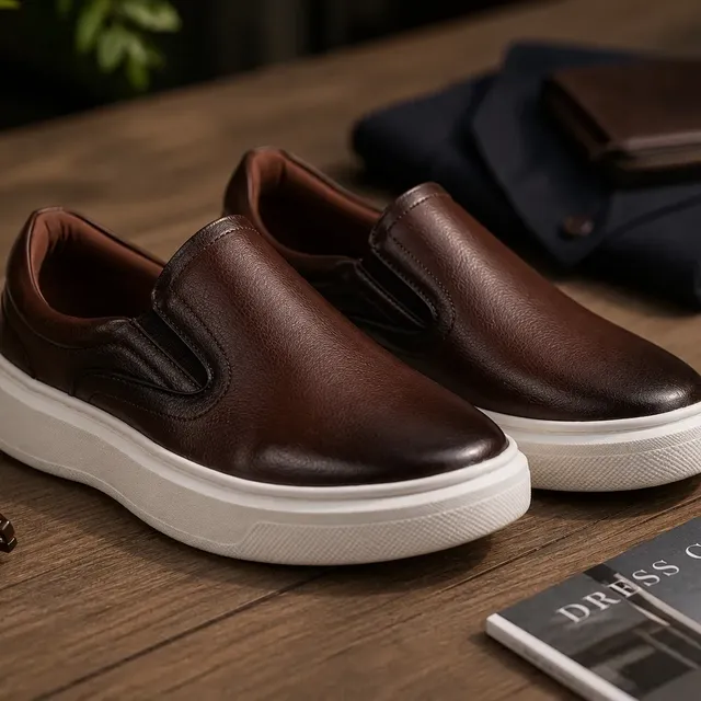 Tênis Slip On Iate Masculino Couro Confortável