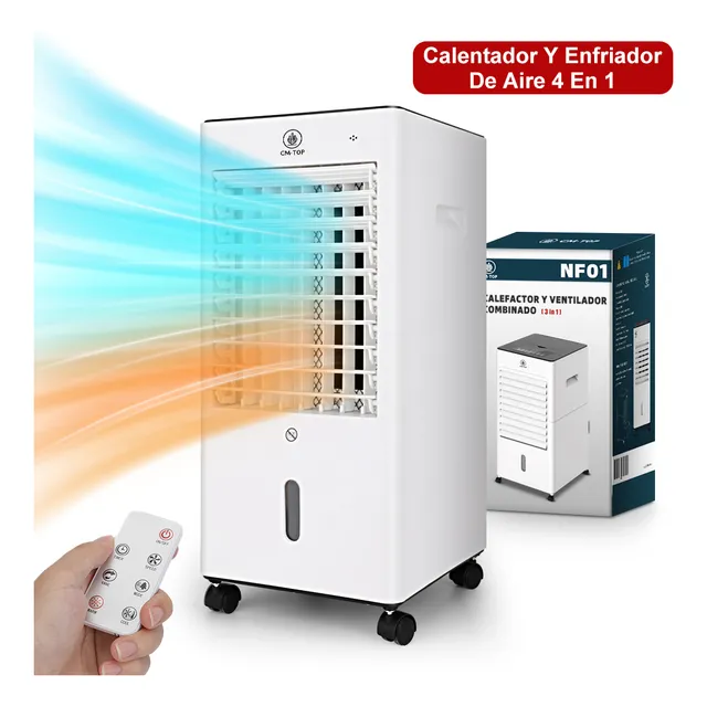 Calefactor y Enfriador De Aire Cm-top 4 en 1 Multifuncional con Control Remoto Temporizador Ventilador Oscilante Todas Estaciones Para Hogar