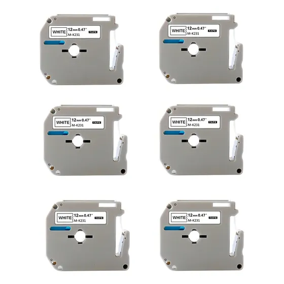 Kit 6 Fitas Plásticas Para Rotulador Brother P-touch M-k231