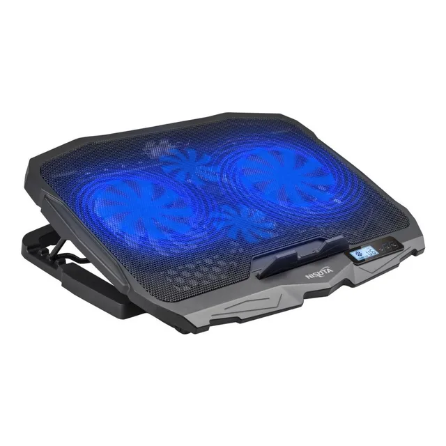 BASE NOTEBOOK RECLINABLE 4 FANS HUB USB LUCES NISUTA NS-CN93 COLOR NEGRO COLOR DEL LED AZUL