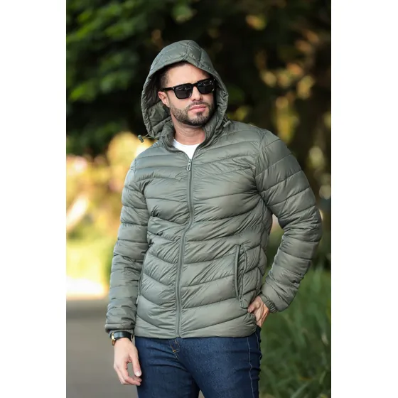 Jaqueta Inverno Bobojaco Puffer Masculino Impermeável Capuz