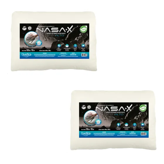 Kit 2 travesseiros nasa viscoelástico Duoflex cor amarelo claro