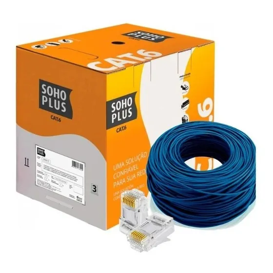 Cabo De Rede Azul Utp Rj45 Cat6 Furukawa Sohoplus 15 Metros