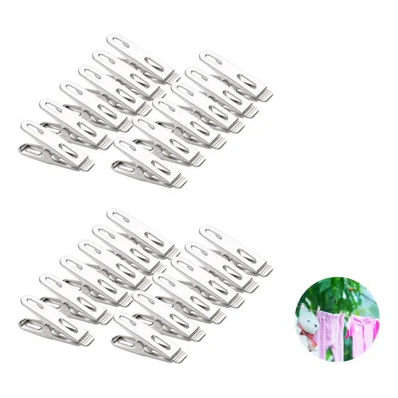Kit 60 Prendedor De Roupa Inox Para Casa Escritório