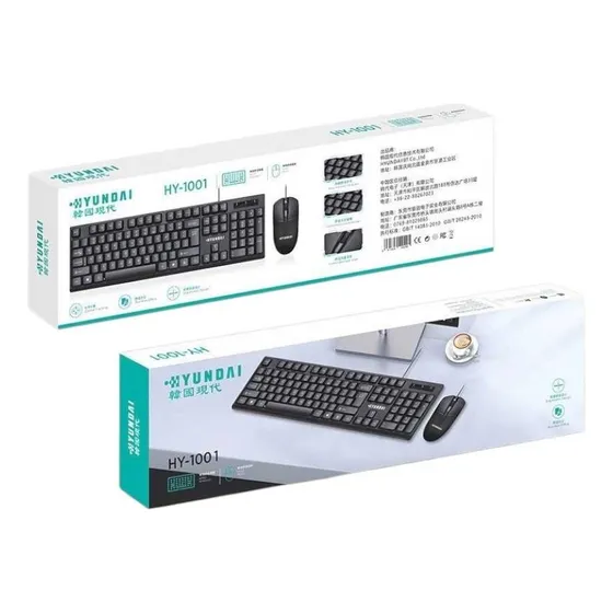Kit De Teclado Y Mouse De Computadora Marca Hyundai Usb