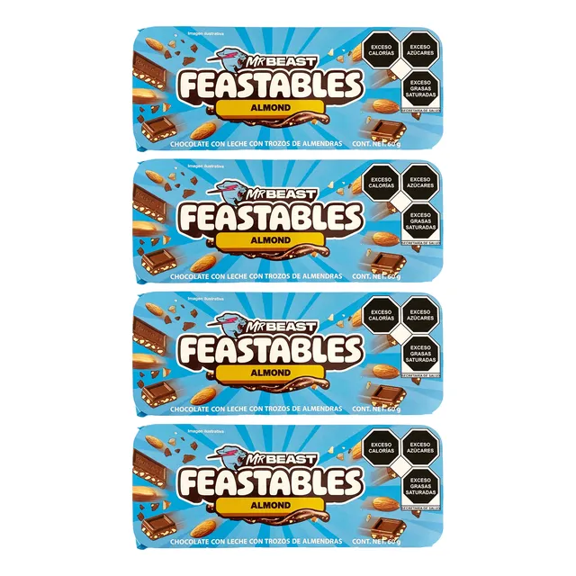 Mrs. Beast Chocolate Leche Con Almendras 60g - Pack 4 Pz