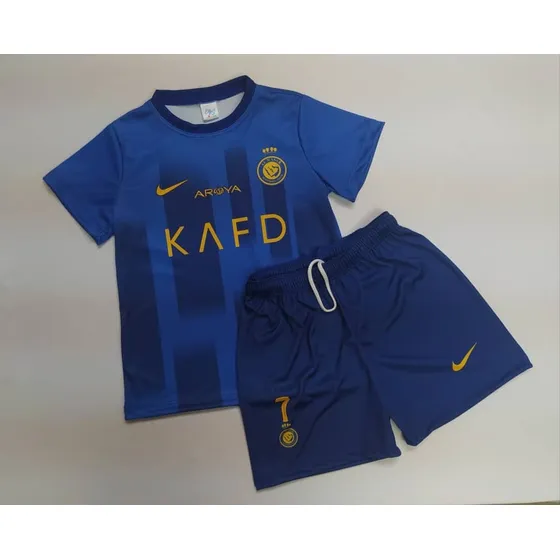 Conjunto Futbol Para Niños Azul Ronaldo Al Nassr Nueva 2023