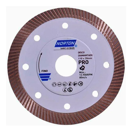 Disco Corte Porcelanato Pro 4.3/8pol 110x10x20mm - Norton Cor Vermelho